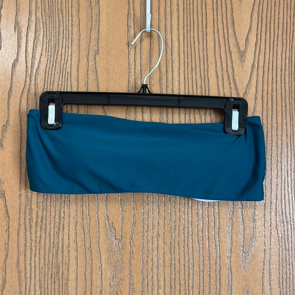 Small shein teal strapless swim top